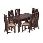 Amer Solid Sheesham Wood 6 Seater Dining Set (With Cushion, Walnut Finish)